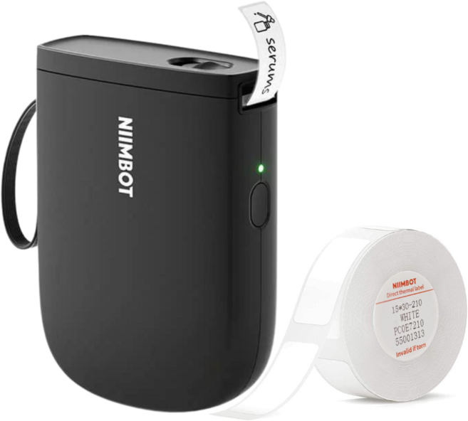 님봇 Niimbot D11H 네임스티커 라벨프린터 (기본라벨지+보호케이스포함), D11H블랙+화이트12x40, 1개