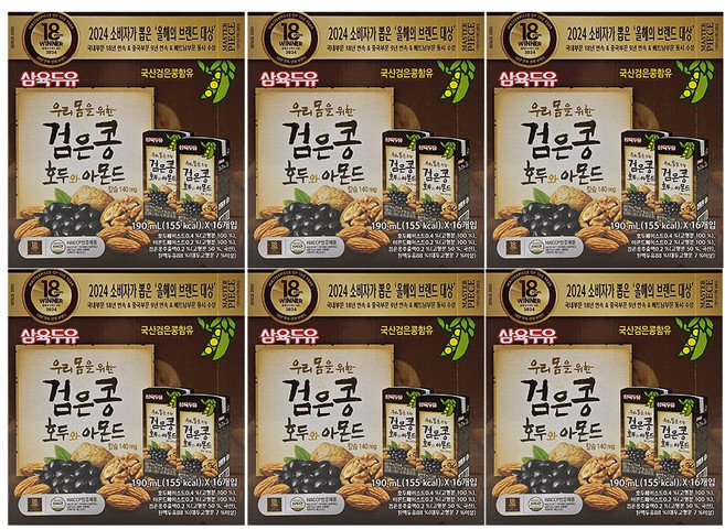 삼육두유 검은콩 호두와 아몬드, 190ml, 96개