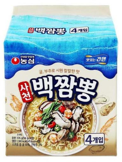 농심 고시원 자취템 야식 사천백짬뽕(94gX4) pc방 만화방 해장, 3개