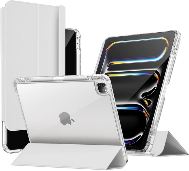 와이드 클리어 아이패드 슬라이드 세로거치 고광택 투명케이스 아이패드 7 8 9 10 에어 6 5 4 프로11 프로13 12 호환 애플펜슬 충전 수납 홀더, 아이패드 프로12.9 (5/6세대), 그레이