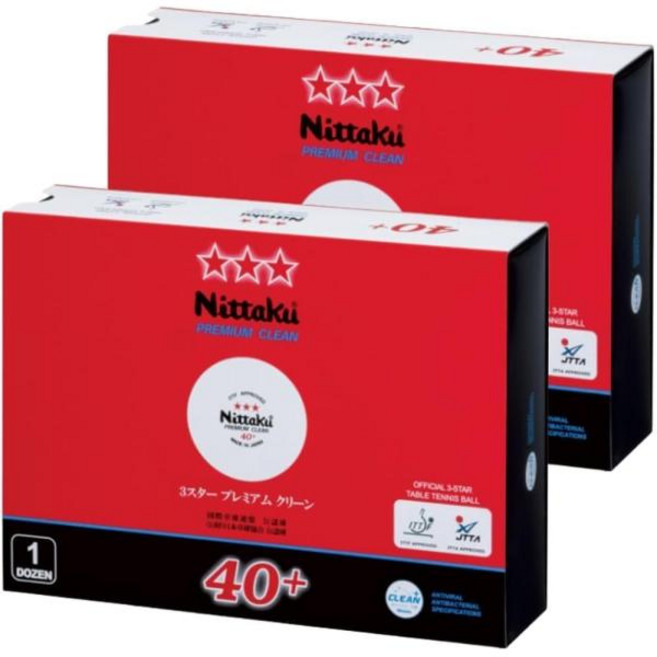 일본 직배송 Nittaku 탁구공 3스타 프리미엄 클린 NB1701 화이트 40mm 24개 공 오리지널 봉투 포함, 1개