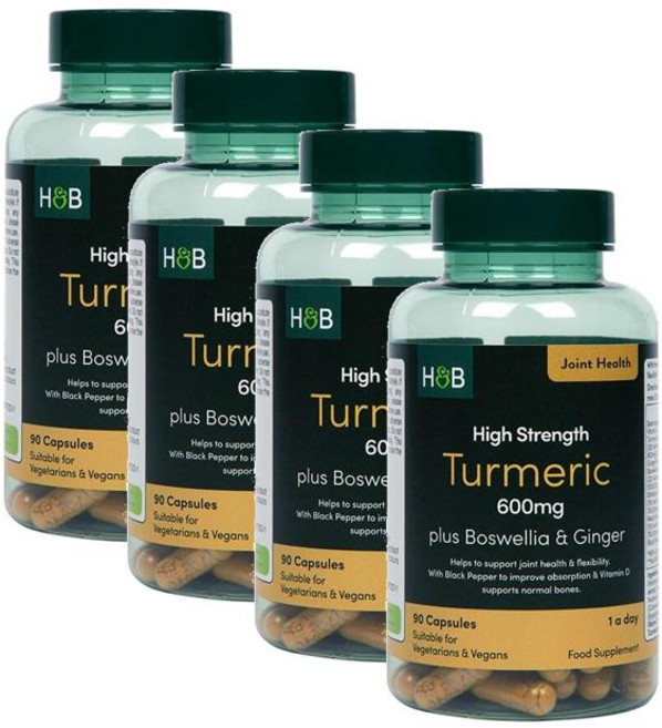 홀랜드앤바렛 터메릭 600mg 플러스 보스웰리아 진저 캡슐 Holland & Barrett Turmeric, 4개, 90정