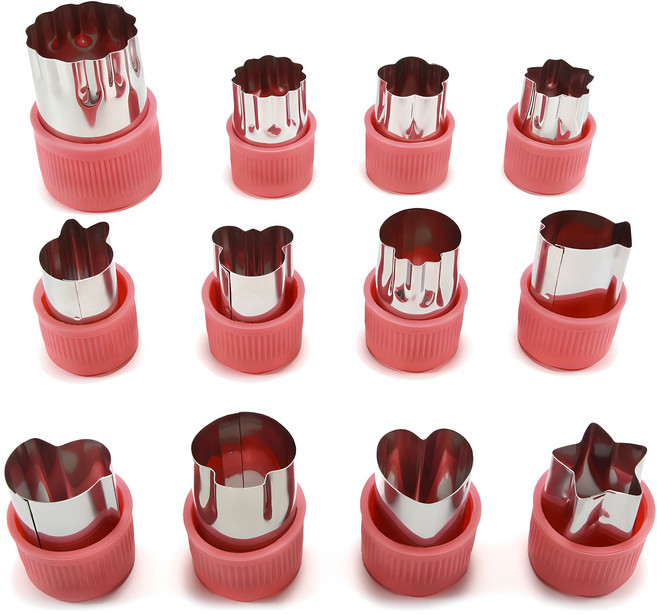 Yiye 스테인리스 스틸 쿠키커터 12종 세트 QH001, 1개, 핑크