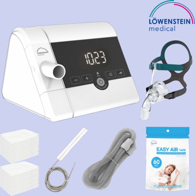7위 - 로벤스타인 양압기 프리즈마 스마트 플러스 Auto CPAP 소모품 세트 마스크 무료 증정, 카라 나잘, S/