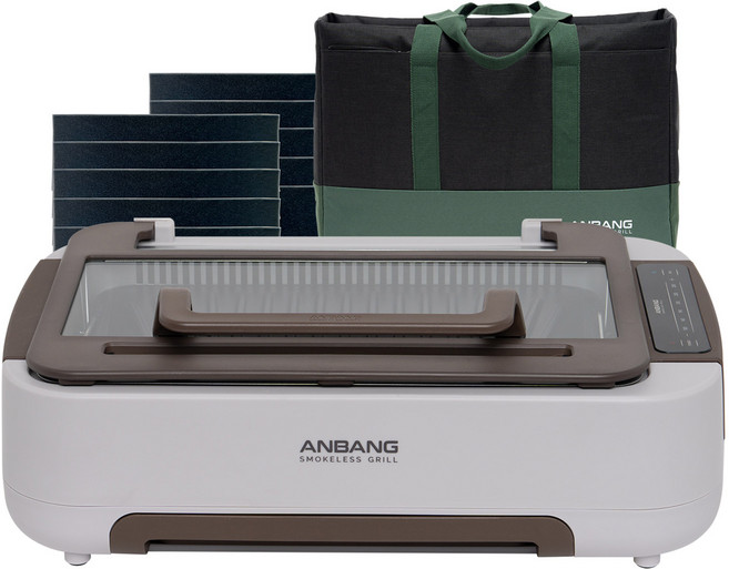[안방그릴 울트라] 연기+냄새+기름잡는 전기그릴 (+보관가방+필터10개) AB1101MF/바베큐 삼겹살 대형 그릴 시즌6, 베이지, AB1101MF(베이지)