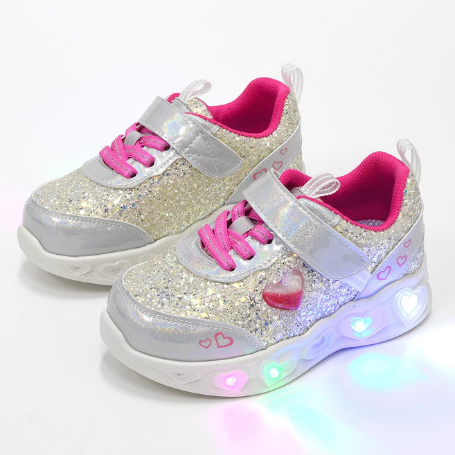 라미 하트 워터글리터 스노우볼 여아 키즈 라이팅 LED 운동화