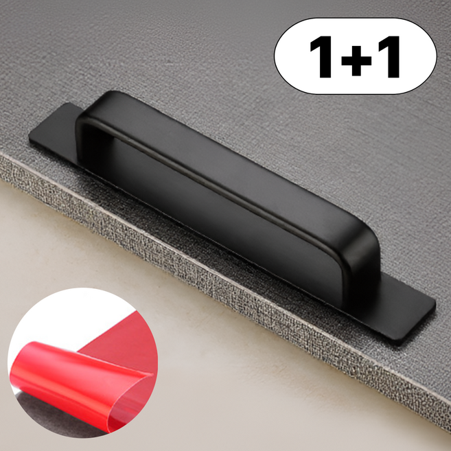 [1+1] 리브롬 강력 접착 무타공 손잡이 못이 필요없는 부착식 슬라이딩 도어 창문 베란다문 서랍 유리문, 2개, 블랙