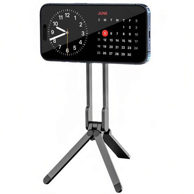 Seefer 매그세이프 호환 매그네틱 스마트폰 삼각대 360도 회전 알루미늄 셀카봉 휴대용 여행용 업무용 강력자석 신속장착 고안정성 촬영/ 생방송 /워크폼용 핸드폰 스탠드, 검정색