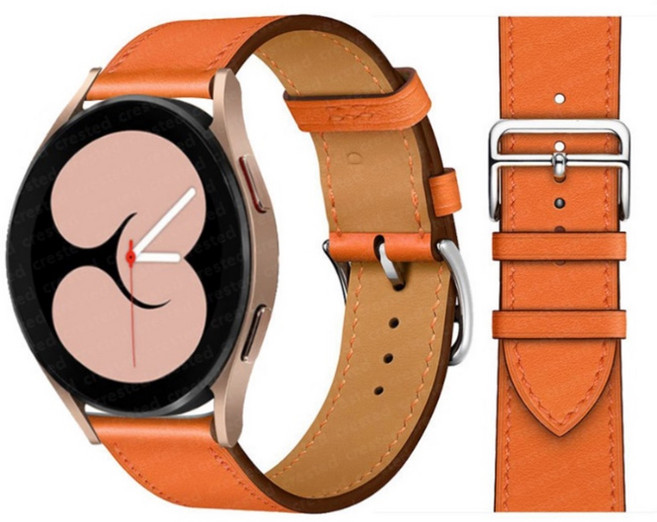 엔도리 갤럭시 워치 가죽 스트랩 밴드 전기종 호환 40 44 20mm 시계줄, 06. 오렌지, 1개