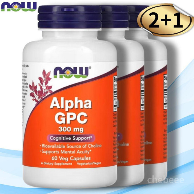 2+1 나우푸드 알파 ALPHA GPC 300mg 60캡슐 콜린알포세레이트, 60정