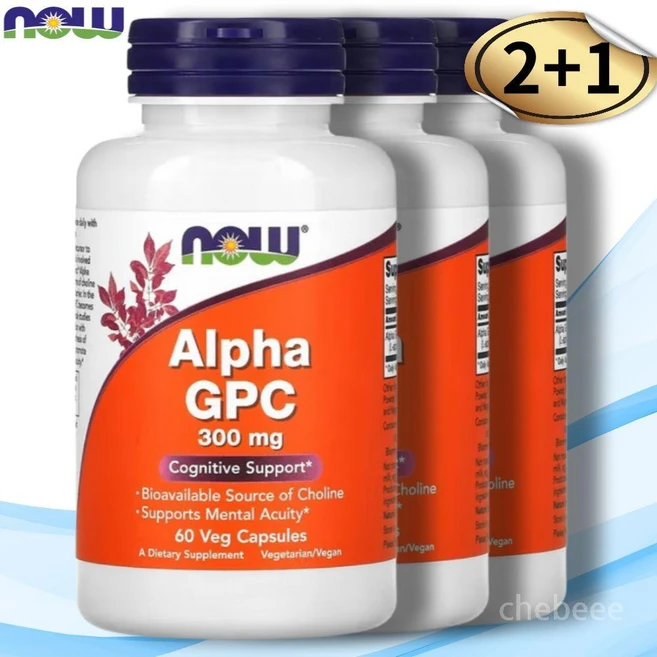 2+1 나우푸드 알파 ALPHA GPC 300mg 60캡슐 콜린알포세레이트, 60정 - 쿠팡