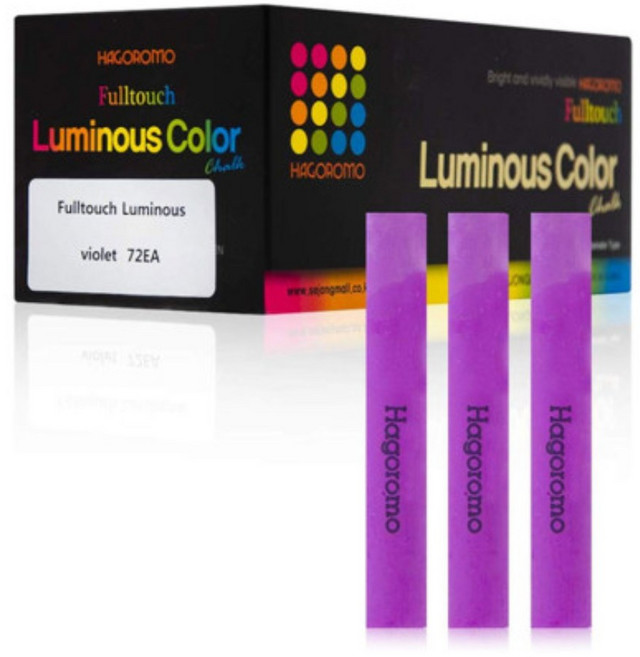 하고로모 Fulltouch 탄산형광 분필 단색 칼라 혼합 특수코팅 분필 72본 1통, 형광분필 보라