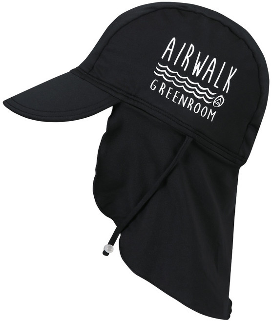 에어워크서프 아동 UV 자외선 차단 천수모 플랩캡, 1개, 블랙