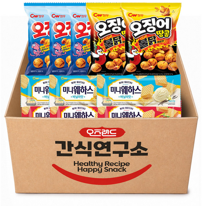 오즈랜드 청우E과자세트, 1세트, 청우E(오징어땅콩3+불땅3+웨바닐3+웨딸기3)