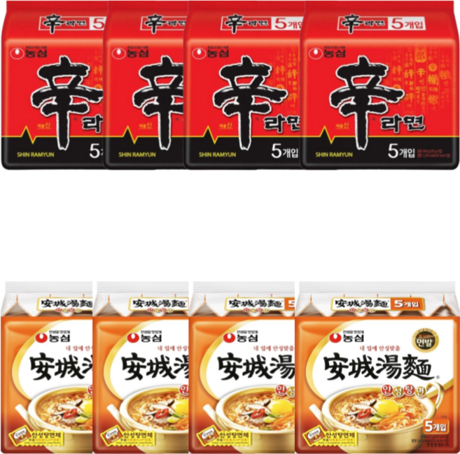 농심안성탕면 20개 + 농심신라면 20개, 클릭몰 반반세트 농심 신라면 안성탕면 40봉 세트