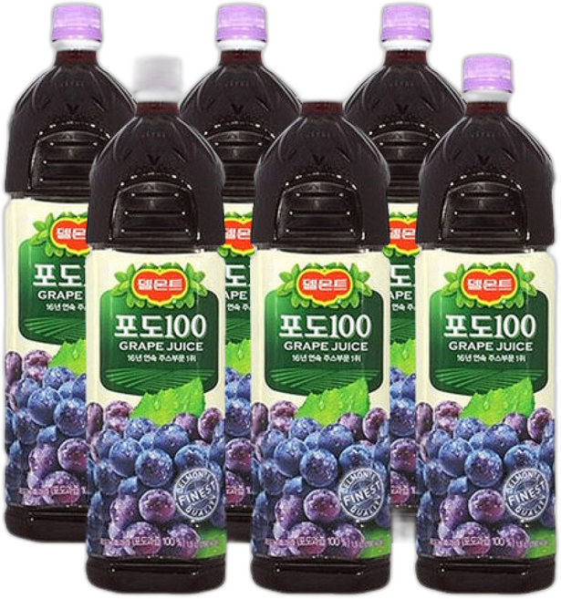 롯데칠성음료 델몬트 포도주스 페트 음료수, 1.5L, 6개