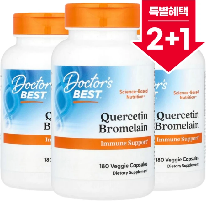 [2+1] 닥터스베스트 사이언스기반 뉴트리션 케르세틴 파인애플줄기 추출물 브로멜라인 식물성 캡슐 180정 / 해외직구 미국정품, 3개 - 쿠팡