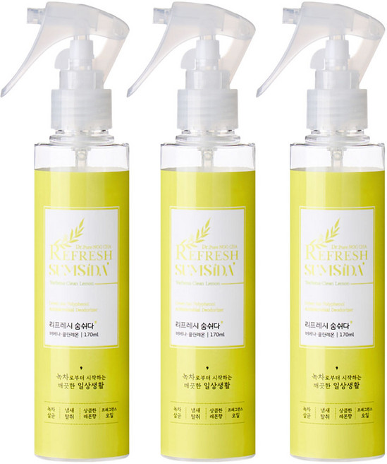 리프레시숨쉬다 뉴 강력 섬유 실내 범용탈취제 냄새제거, 3개, 170ml