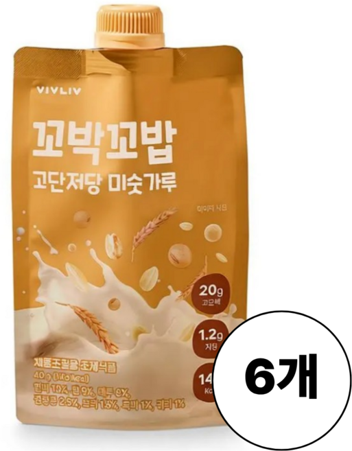 [정품] 비브리브 꼬박꼬밥 고단저당 미숫가루 40g, 6개