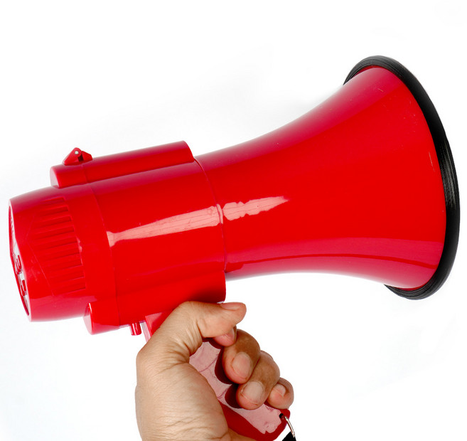 세이프웨이 고출력 메가폰 중형 확성기 싸이렌 녹음 재생 무선 핸드마이크, 레드, STP-2, 1개