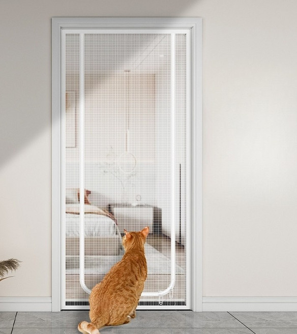 방충문 지퍼형 현관문 모기장 안전 방묘문, D타입-두꺼운 나노메쉬-그레이