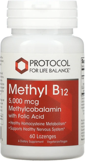Protocol for Life Balance 메틸 B12 5000mcg 사탕 60정, 4개 - 쿠팡