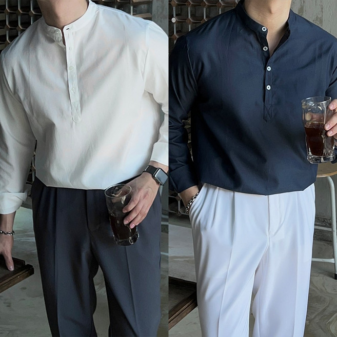 1+1 테비스 옥스포드 헨리넥 차이나 셔츠 남방