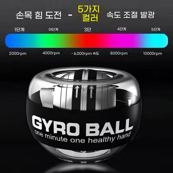 크립볼 전완근단련 자이로볼 GMS크립볼 금속 불빛 코어 로프 판매 방지 낙하 키우기 투수 손악력, 1개, 메탈릭 센터 5색 변속 낙하 방지