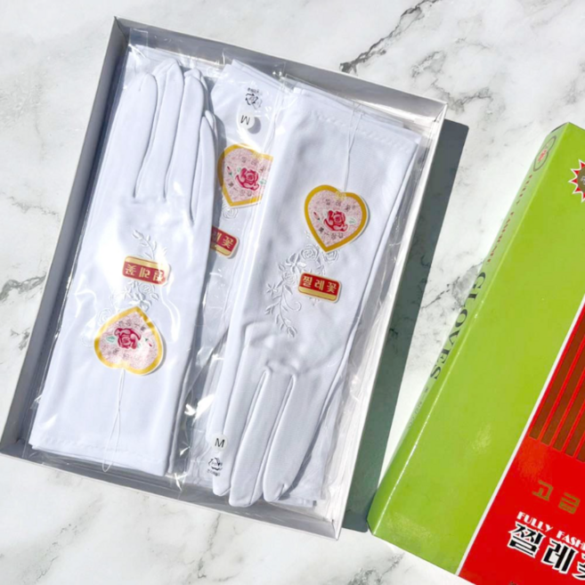 찔레꽃 고급 예식장갑 (플라워자수) 10켤레 스마트터치장갑, 10개, M