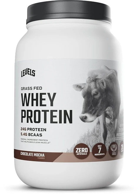 Levels 목초 사육 유청 단백질 파우더 인공 성분 없음 단백질 24G 바닐라 시나몬 0.9kg(2파운드), 2파운드(1팩), 초콜릿 모카 - 쿠팡