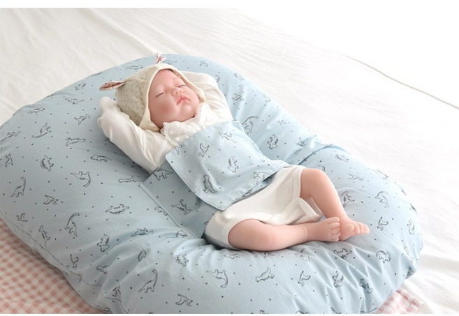 [제이앤제나] 허리에 무리없는 신생아부터 역류방지쿠션, 순면_다이노 블루_(커버+솜23도)세트