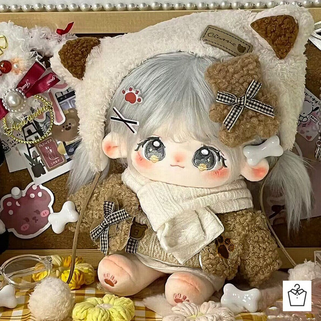 아이돌 인형 옷 무속성 솜인형 모카베어 옵션상이, 1개, 몸체(솜)+의상SET, 20cm