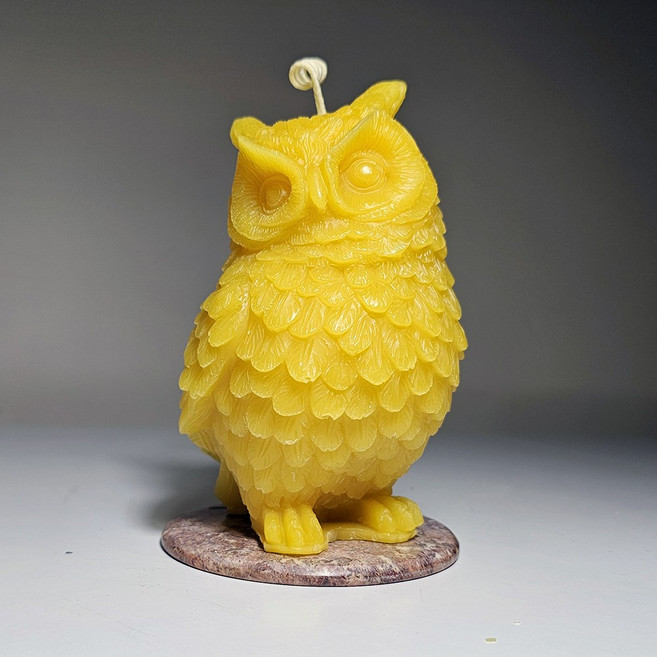 다르마 부엉이 밀랍초 천연캔들 천연밀랍초 비즈왁스 캔들 기도초 불교초, 1개, 330g