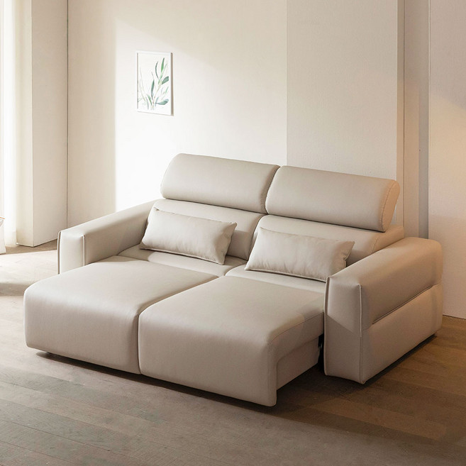 장인가구 조디 3인 전동 모션 슬라이딩 슬라이드 무빙 가죽 리클라이너 소파, 가죽-크림아이보리