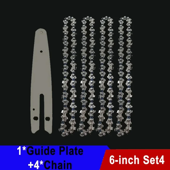 호환 6인치 미니 강철 전기톱 체인 1/4 전기 전기톱 체인 교체 6인치 미니 전기 전기톱 6인치 체인 톱, 07 6-inch Set4