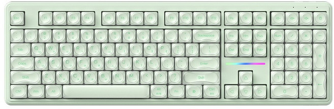 퓨리큐브 IP108 PRO 저소음 풀배열 멤브레인 108키 키보드 - 사무용 한글 각인 비투광 키캡 RGB 유무선 블루투스 3모드 파운데이션 시리즈, 무선, 민트 베이스