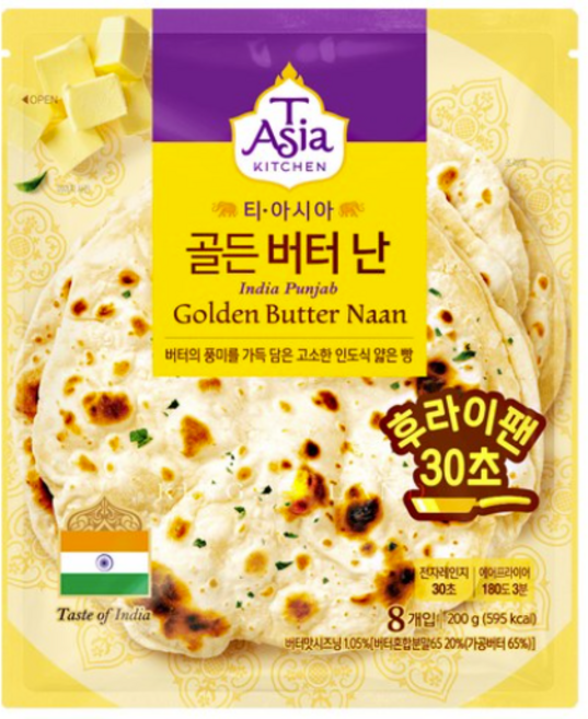 티아시아키친 골든 버터 난 8p, 200g, 1개