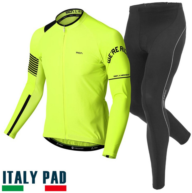 MCN 라이더 자전거 사이클 라이딩 복장 긴팔 의류 상하의 세트 패드 포함 기능성 져지