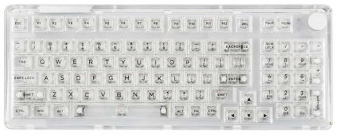 KiiBOOM Phantom 98 키붐 기계식 키보드 크리스탈 아크릴 투명 키보드 유무선 블루투스 넘패드, Clear, 모든 스타일용 맞춤 스위치 유형