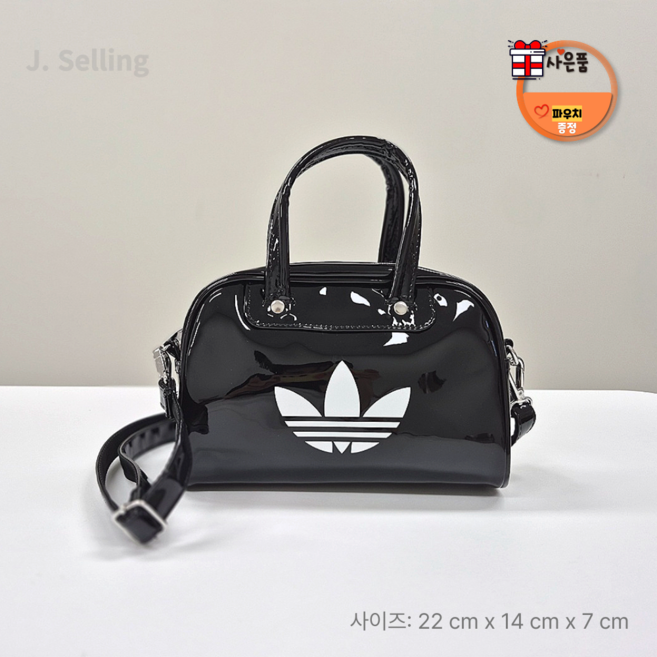 국내매장 정품 아디다스 아디컬러 미니 볼링백 ADDJU + 스몰 파우치 증정, 블랙, 1개