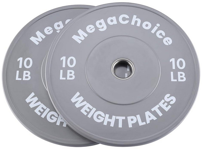 컬러 범퍼 플레이트 웨이트 플레이트 세트 5.1cm(2인치) 15.9kg(35파운드) 홈 헬스장용 바벨 1개 역도를 위한 근력 트레이닝, 그레이 2x10파운드