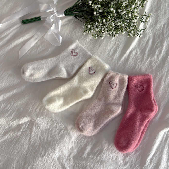 여성용 보온 앙고라 수면양말 세트