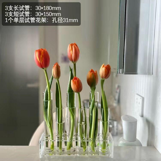 網紅試管花架 實驗試管花瓶 玻璃花瓶 擺件組合花瓶 (不含花), 新品推薦：網紅花架