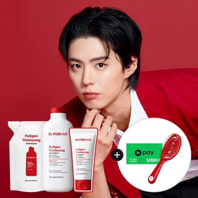 닥터포헤어 저자극 볼륨강화 탈모샴푸 폴리젠 씨크닝 샴푸 대용량 500ml500ml리필100ml 460540, 폴리젠 샴푸기획+브러쉬+쇼핑백 - 쿠팡
