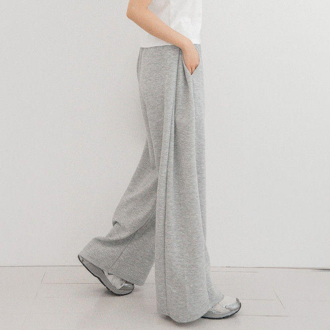 퀄리탑 여성 트레이닝바지 사이드핀턱 와이드팬츠