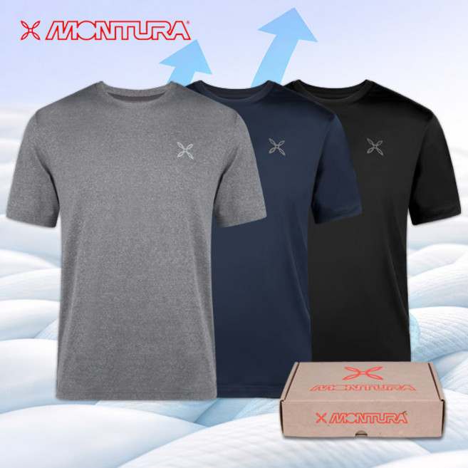 몬츄라 26SS 1+1+1 남성 드라이 기능성 쿨링 반팔 라운드 3팩세트 티셔츠(125 까지)