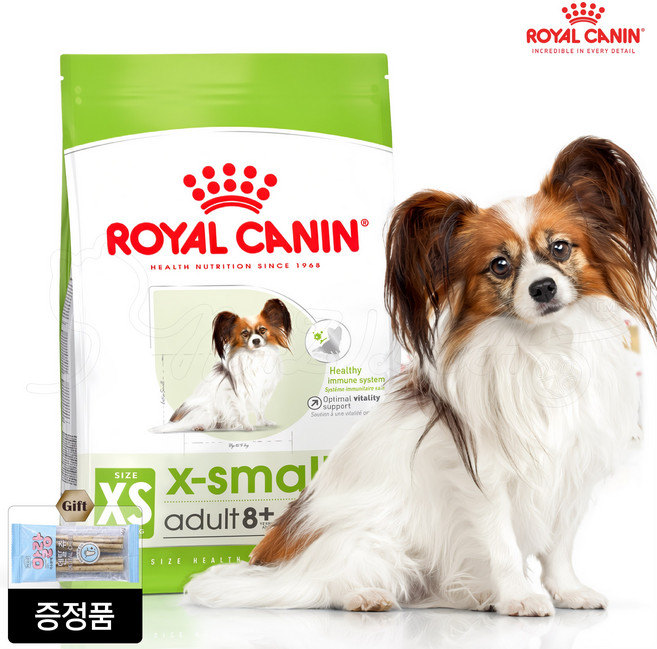로얄캐닌 엑스스몰 어덜트 8+ 1.5kg + 가수분해 덴탈츄 초소형견 노령견 사료 활력 유지 도움, 2포구매시 데일리캔 1개 증정, 상세페이지안내, 1개, 닭+오리