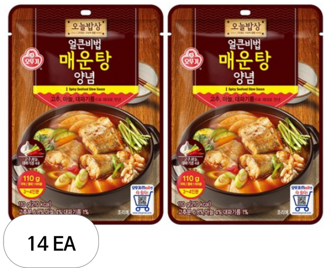 오늘밥상 얼큰비법 매운탕 양념 소스, 110g, 14개