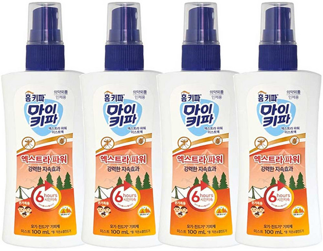홈키파 마이키파 모기 진드기 벌레 기피제 - 엑스트라 파워 미스트액 100mlx4개, 4개, 100ml