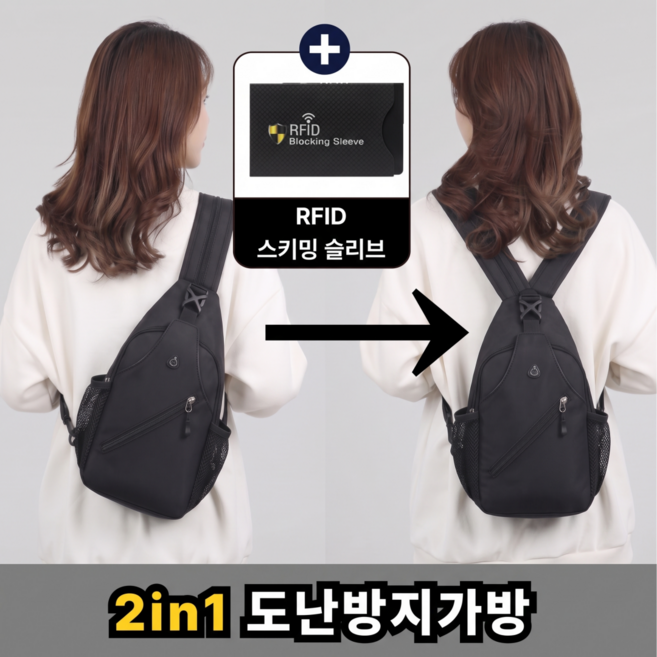 더블가드백 유럽여행 도난방지 가방 잠금 방수 크로스백